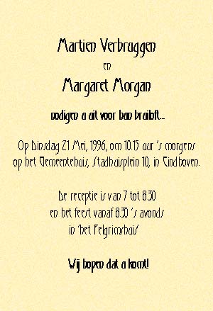 The dutch invitation text
